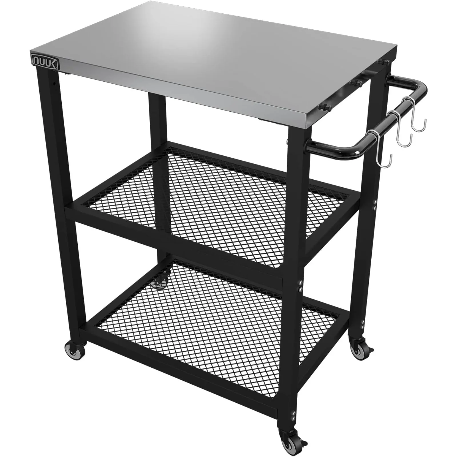 

US Three-Shelf Rolling Outdoor Dining Cart Table, 16" x 24" Stainless Steel Commercial Multifunctional Kitchen Food Prep