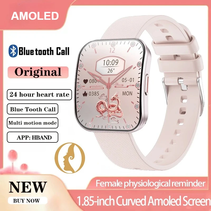 Amoled Ultra-thin Curved Waterproof Smartwatch Women Blue Tooth Call Smart Watch Men Sleep 24h Heart Rate Health Monitor Sports