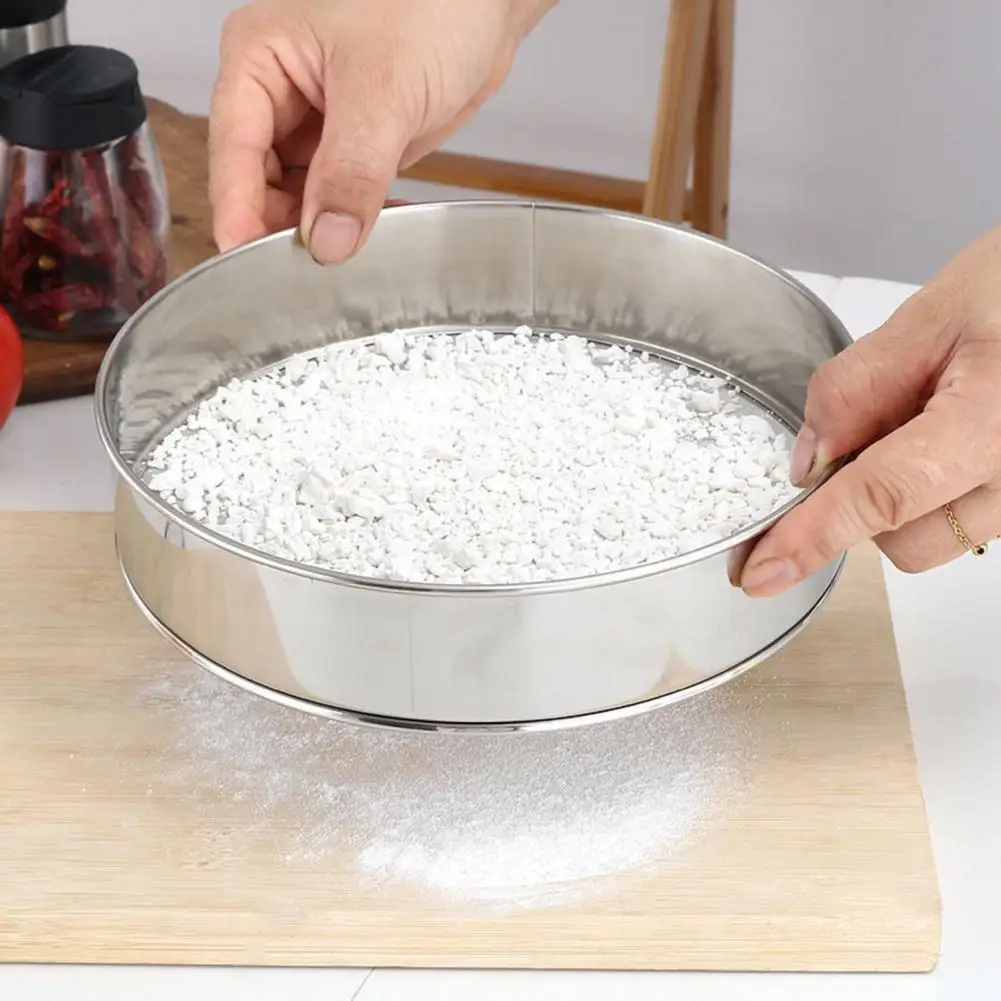 60 Mesh Hand Crank Flour Sifter Stainless Steel Sieve with Hanging Loop Circular Strainer Baking Powder Sugar Rotating Filter view 4