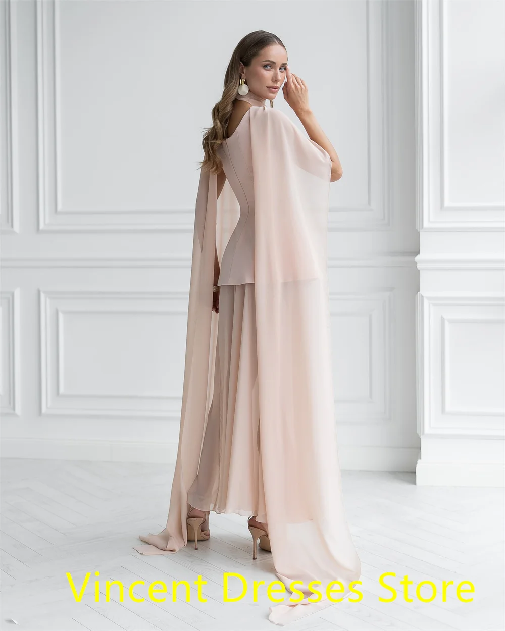 Customized Elegant pink Jersey Homecoming Dress Temperament Square Collar Shawl Ruffles Zipper Back Customized Vestido De Festa