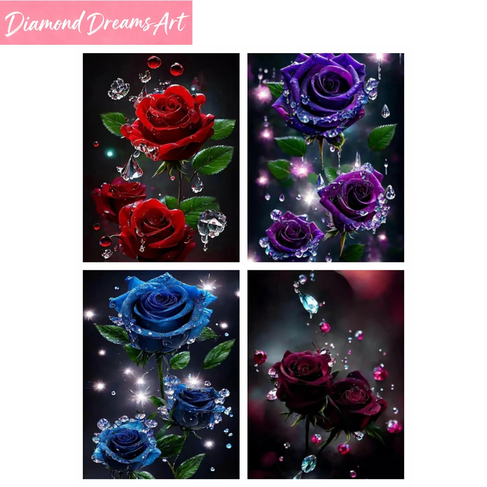 

Алмазная вышивка: роза, цветочный мозаичный рисунок, полная квадратная/круглая вышивка стразами, без рамки