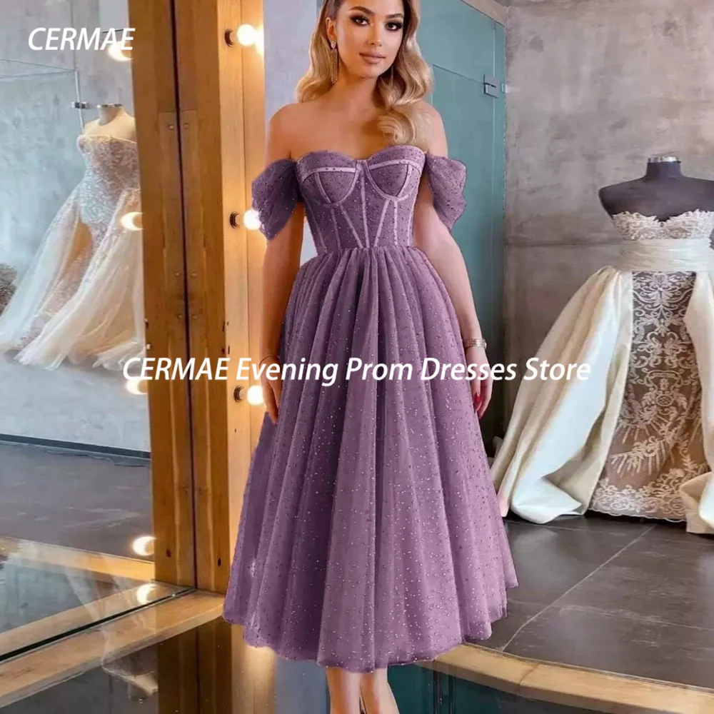 

CERMAE Tulle A-line Sweetheart Ruffle Popular Prom Gown Ankle-Length Evening Formal Elegant Party Dress for Women 2023