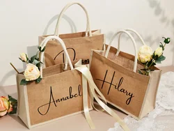 Personalized Bridesmaid Bags,Burlap Tote With Name,Monogram Beach Tote Bag,Custom Burlap Bag,Jute Bag,Bridesmaid Wedding Gifts