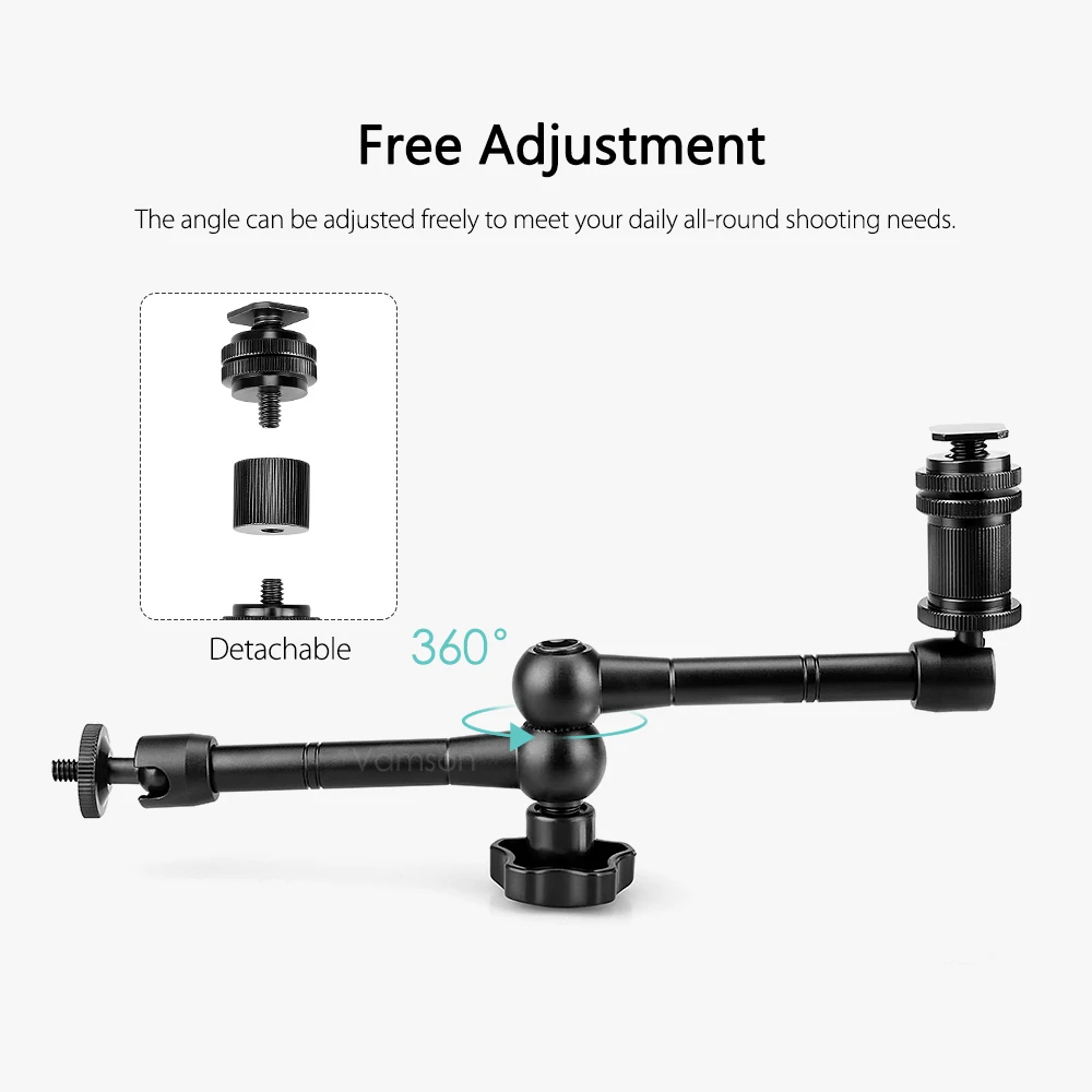 Vamson 7-11 Inch Adjustable Car Seat Stand for GoPro Hero 10 9 Action Camera Bracket Accessories for iPhone for insta360 for Dji