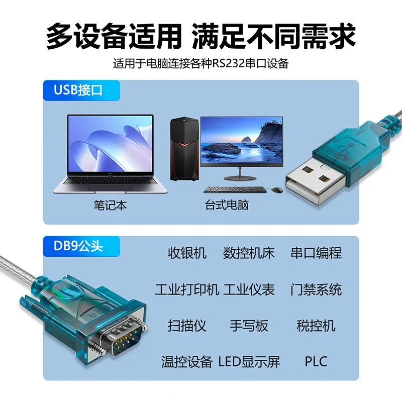 Usb to 232 Serial Port Cable DB9 Nine-pin CH340 Chip Serial Port Conversion Cable Nine-pin Data Transmission Cable