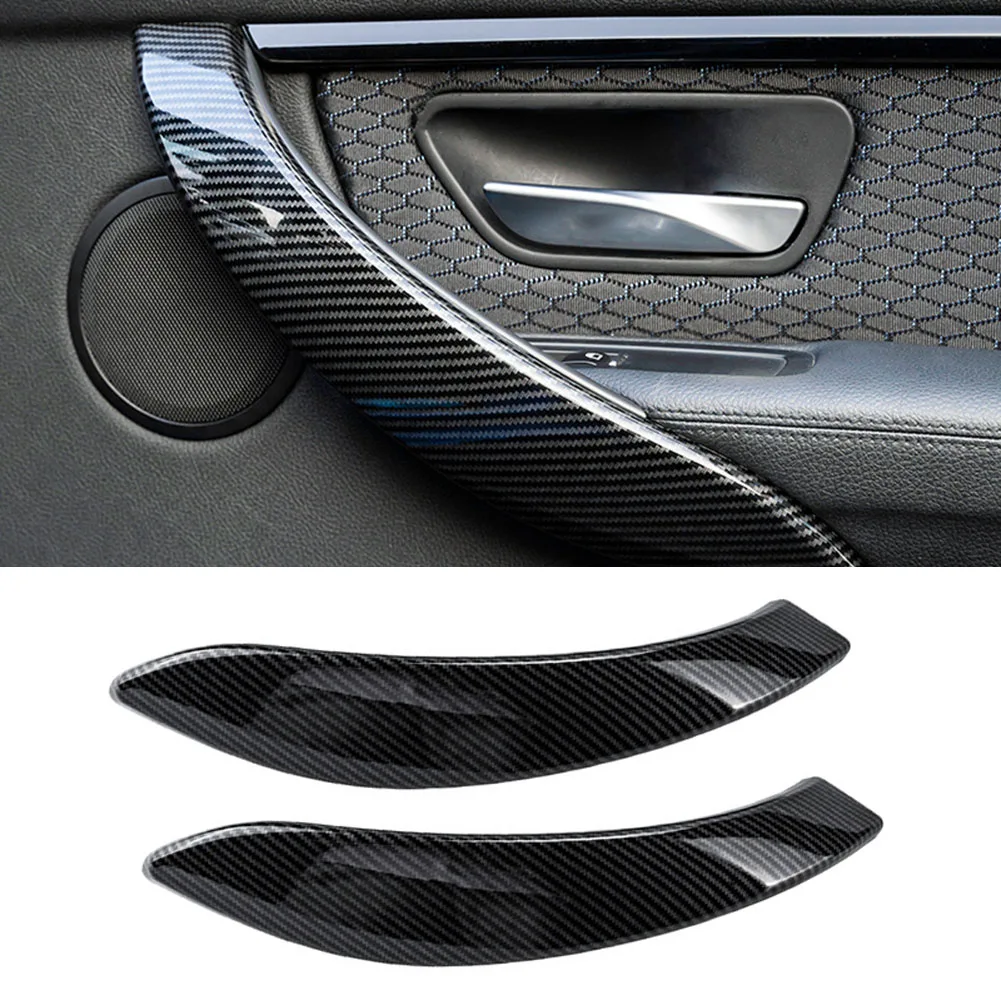 

2Pcs Interior Door Pull Handle Outer Cover Trim For BMW 3/4Series For M3 For F30 Carbon Fiber Pattern Door Pull Handle Trim