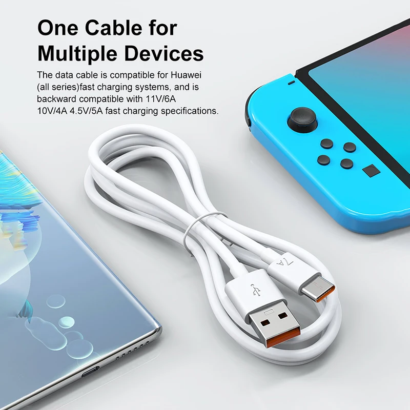 7A 100 واط USB نوع C سوبر سريع تهمة كابل لهواوي P40 P30 شحن سريع بيانات الحبل ل شاومي Mi 13 12 برو Oneplus Realme بوكو