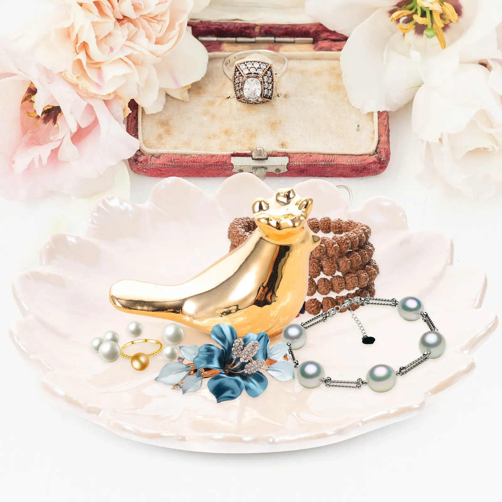 

Ceramic Jewelry Plate Dolphin Decor Delicate Multi-Purpose Jewelry Storage Organizer Tray for Ring Earrings Cosmetics Home Hotel