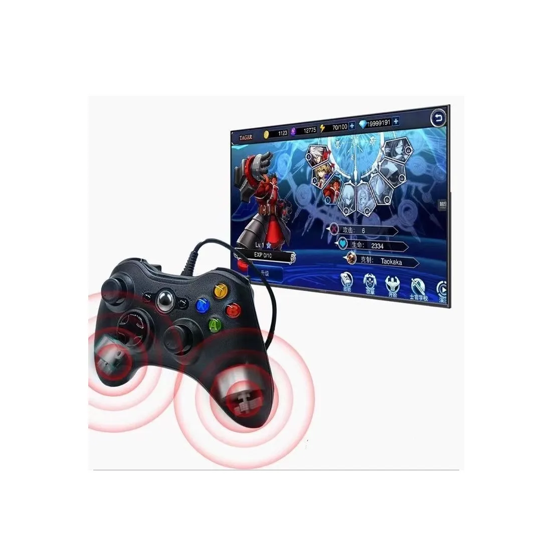 Built-in Dual Motor Vibration Game Controller, Plug and Play, Xbox 360 Console, Computer PC, Team, Android TV, USB Interface