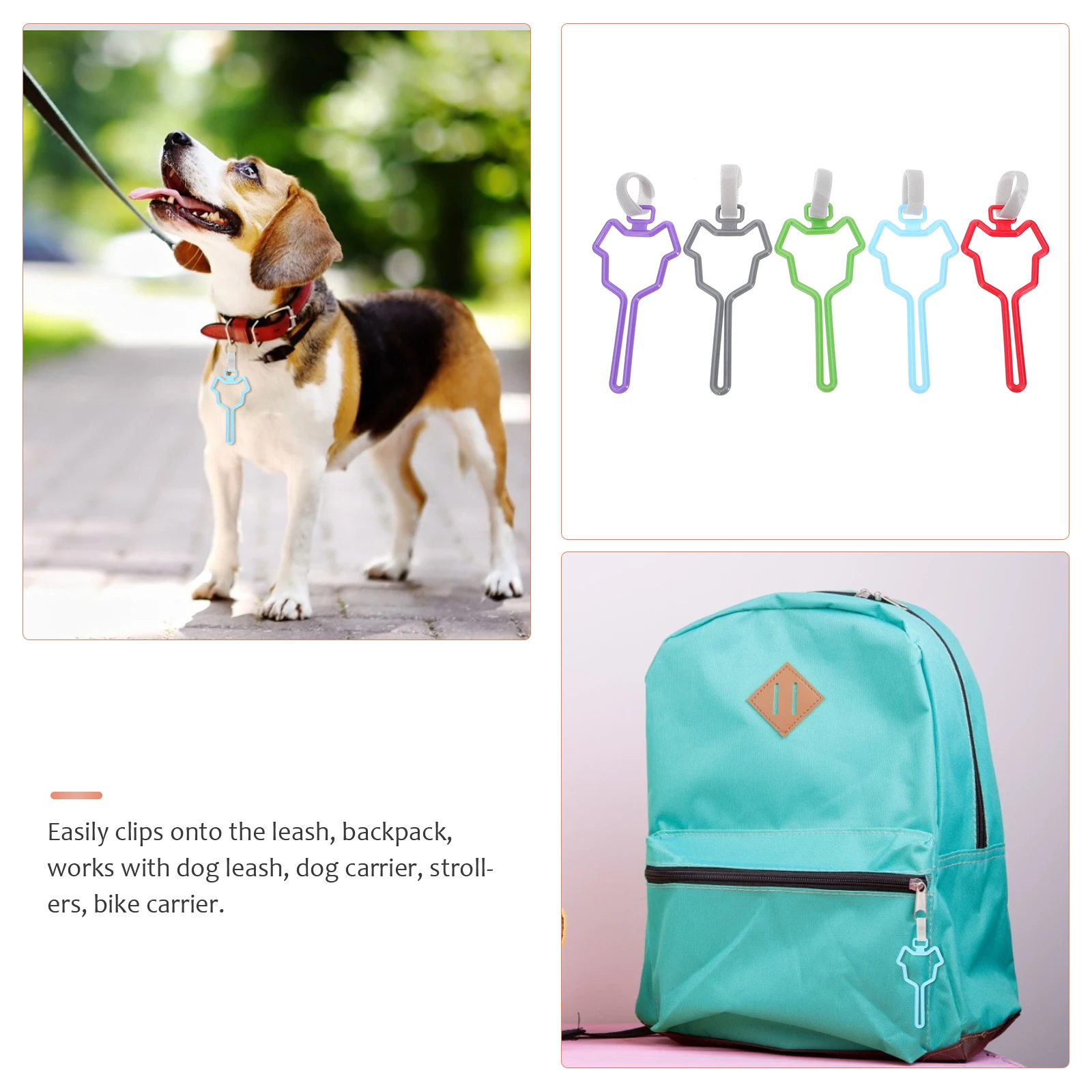 

5 Pcs Dog Poop Pouch Hands-free Clip Traction Rope Bags Holder for Leash Doggie Imported High Density Polyethylene