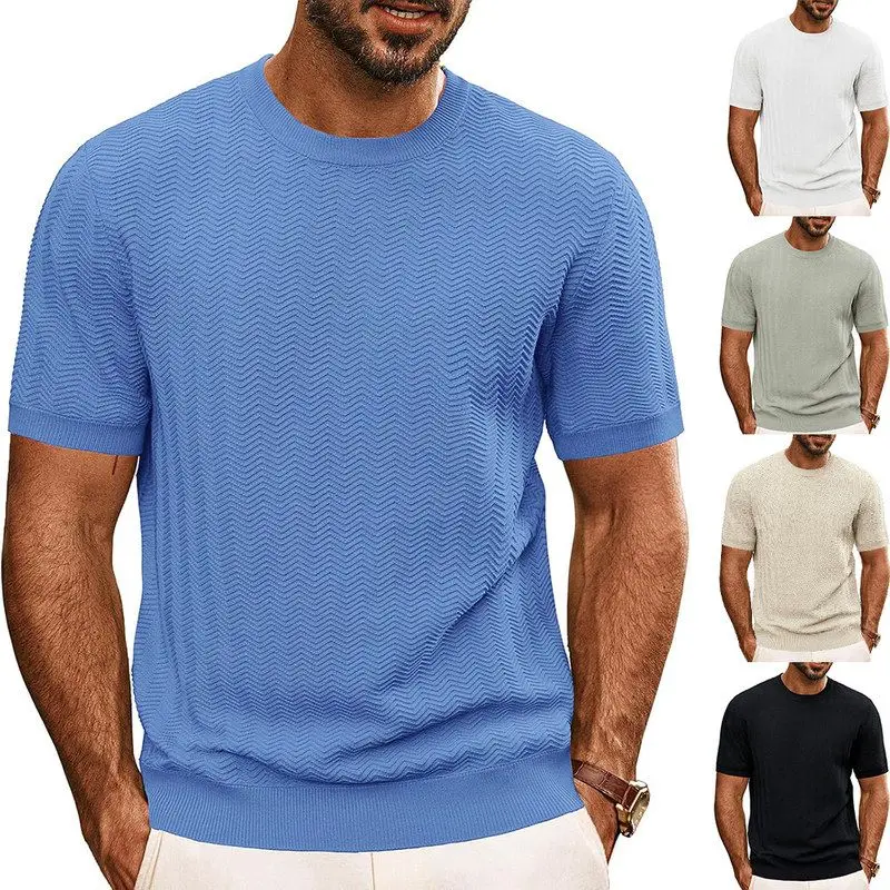 

Men's Casual Knitted ort Sve T-irt Comfortable Breathable Summer Faion Urban Sle Polyester Fiber round Ne Top