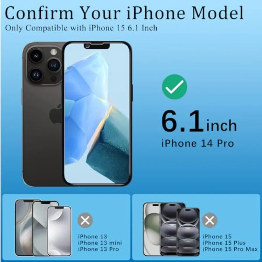 KAREEN 2 Pack Privacy Screen Protector For iPhone 14 Pro 6.1Inch Anti Spy Private Tempered Glass Film Bubble Free 9H Hardn Easy