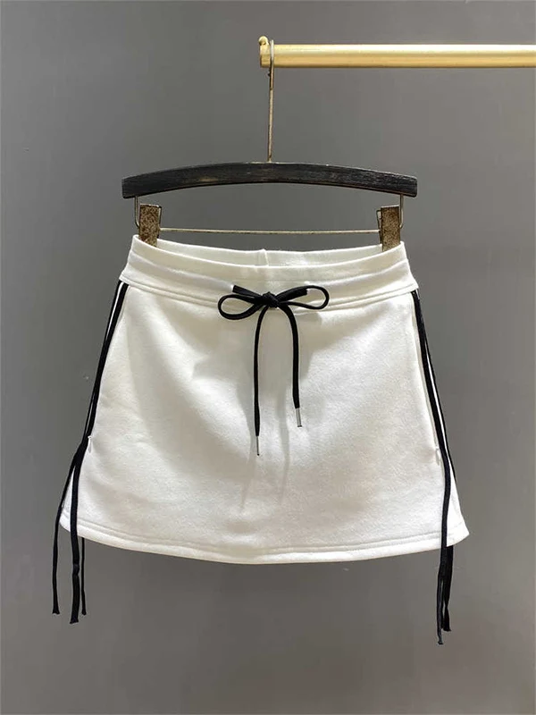 

Спортивная юбка-шорты с эластичной талией и завязками, женская юбка А-силуэта из полиэстера, повседневная юбка