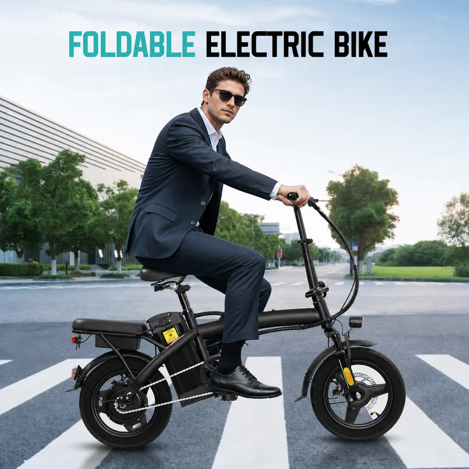 Adult Electric Bike,560W Motor,20MPH,48V Removable Battery,14inch Folding Electric Bike,Maximum 32 Miles,1Year Warranty Ebike