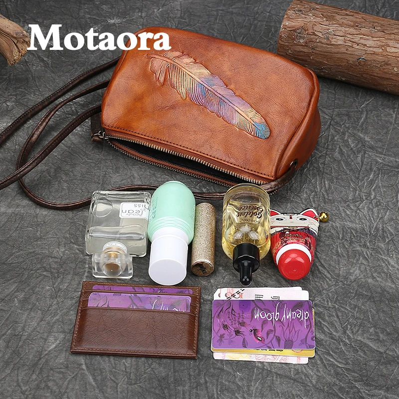 MOTAORA Retro Women\'s Handbag 2024 New Leather Ladies Shoulder Bags Vintage Solid Color Female Messenger Bag Woman\'s Phone Bags