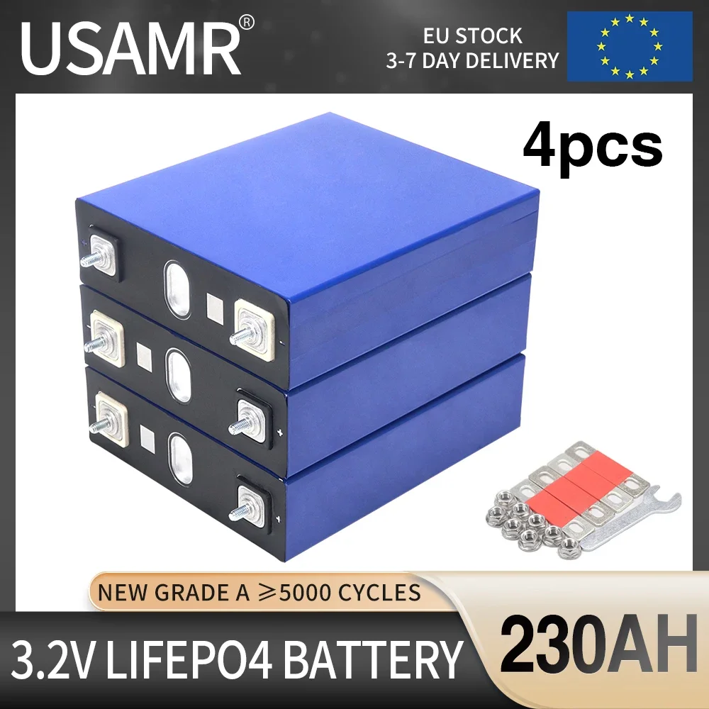 Nueva batería Lifepo4 de 3,2 V, 230Ah, 4 Uds., bricolaje, 12V, 24V, 36V, 48V, paquete de celdas de alta capacidad, batería Lifepo4 de grado A para RV con barras colectoras