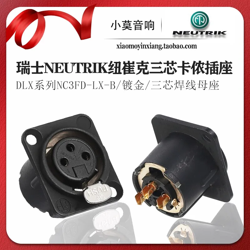 

Swiss NEUTRIK DLX Series NC3FD-LX-B Balanced 3-pin XLR Female Socket