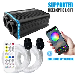 Controlador de motor de fibra óptica LED RGBW con aplicación inteligente, fuente de luz de doble cabezal con controlador de aplicación Bluetooth para todo tipo de fibra óptica