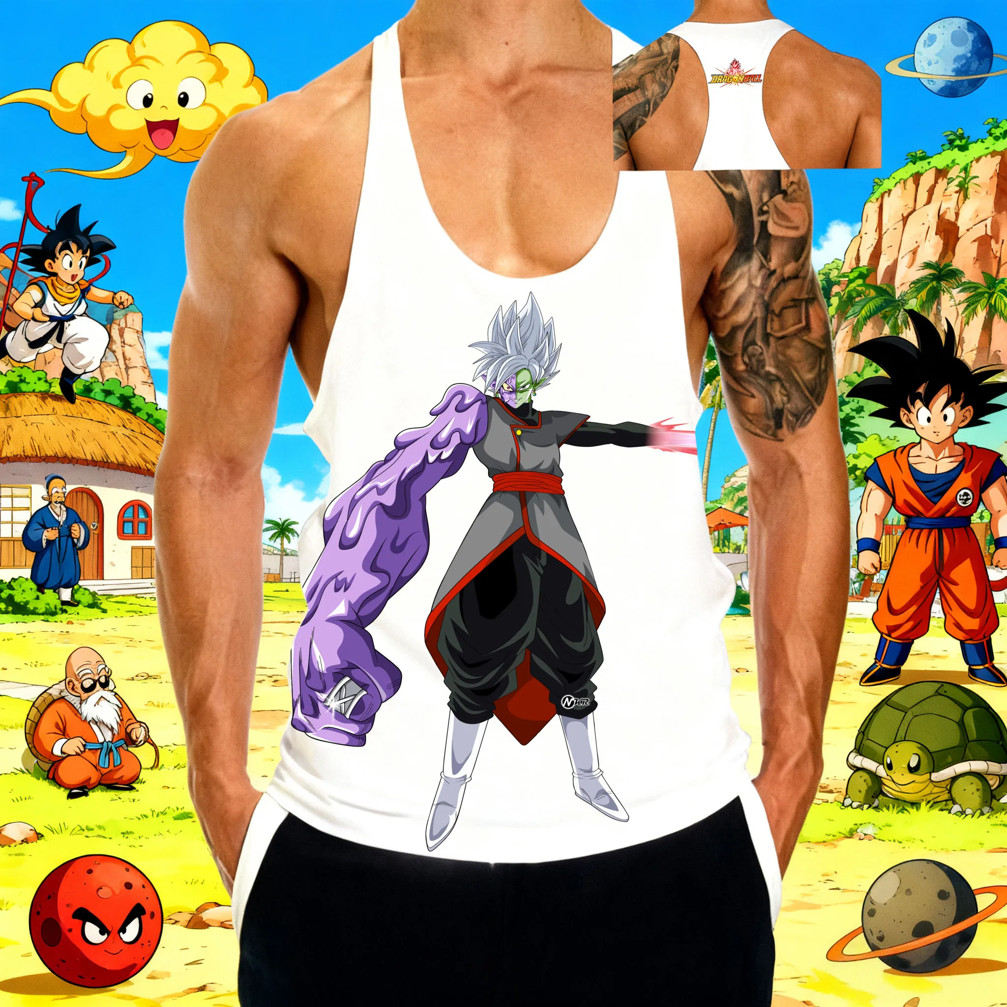 Popular Anime 'Dragon Ball' combinado con estampado de patrón de Zamas 2025 Chaleco deportivo sin mangas de algodón transpirable para gimnasio de verano para hombres