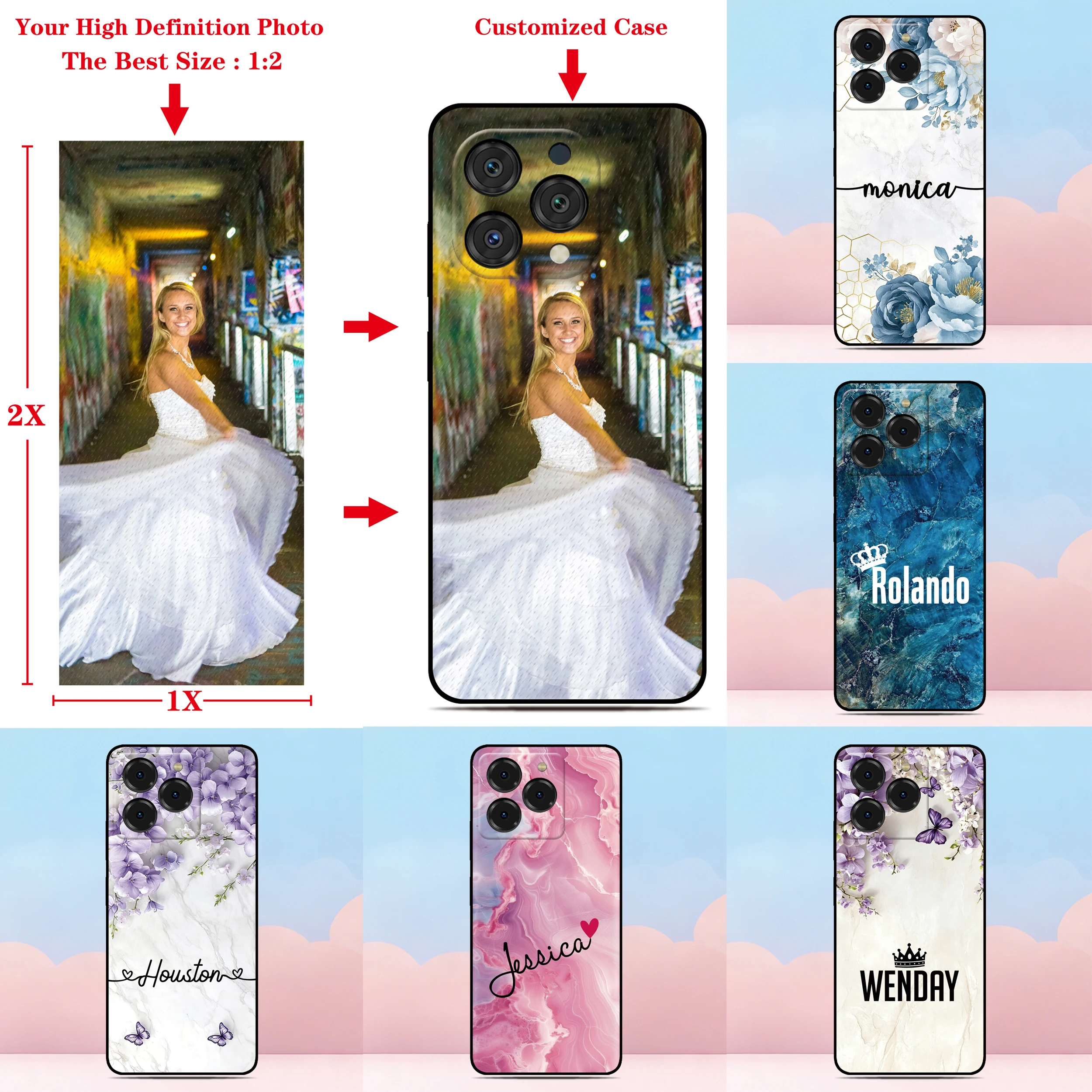 Чехол для телефона с индивидуальным текстом и именем для iPhone 17, 16, 15, 11 Pro Max, X, 7, 8, SE 3, 2, 2020, 2022, iPod Touch 7, 6, 5. Задняя крышка с индивидуальным изображением.