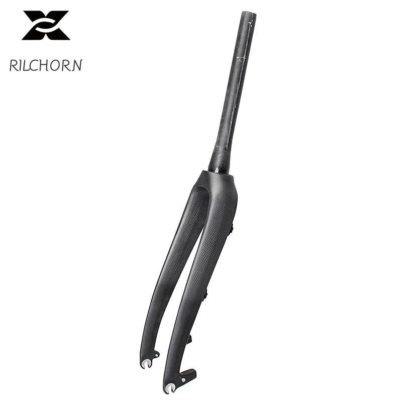 RILCHORN Full Carbon Fiber Fork Tapered Tube 26/27.5/29 Inch Road Bicycle Fork Carbon Ultralight 400g 100mm Open File Bike Forks