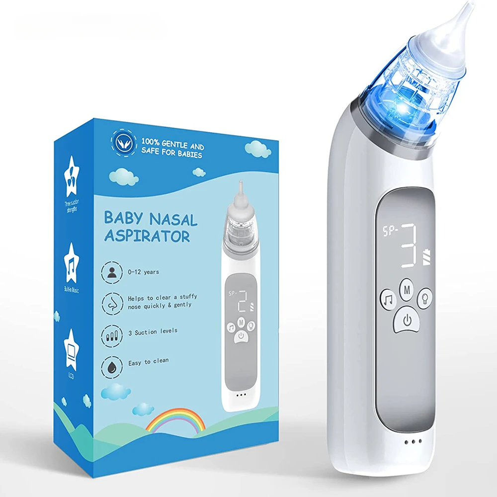 

Baby Electric Nasal Aspirator Nose Suction Device with Food Grade Silicone Mouthpiece 3 Suction Modes and Soothing Music