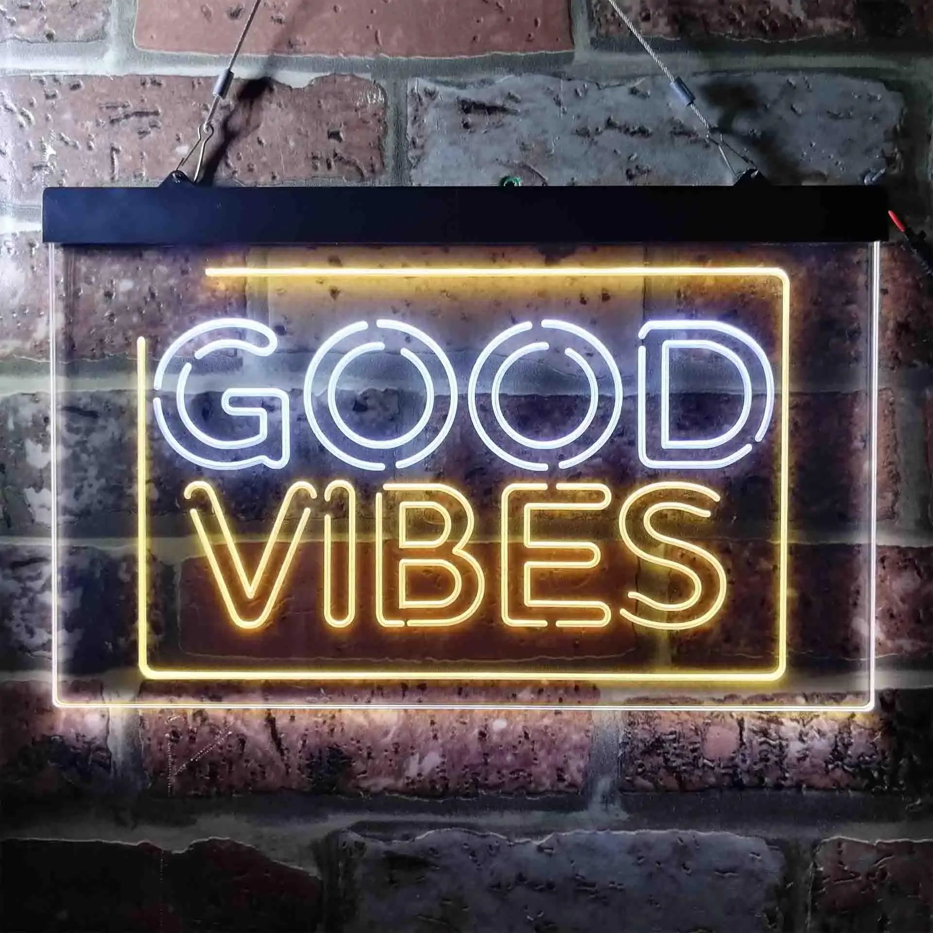 Good Vibes Rectangle Room Decoration Dual Color Led Neon Sign st6-i3643