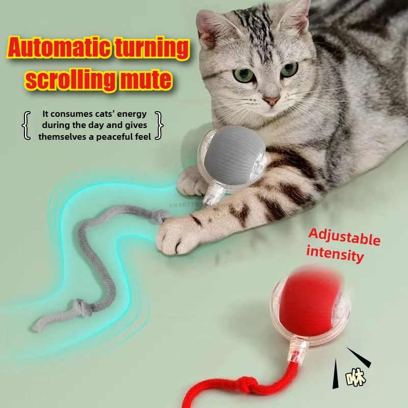 Cat Toys Interactive Automatic Rolling Ball Faux Tail Rechargeable Pet Electric Toy Dog Cat Training Imitate Mouse Pet Toys