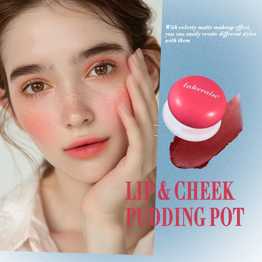 2 IN 1 Lip & Cheek Pudding Pot Natural Cheek Face Lip Rouge Cute Blusher Moment Mud High Color Rendering Smooth Brightening