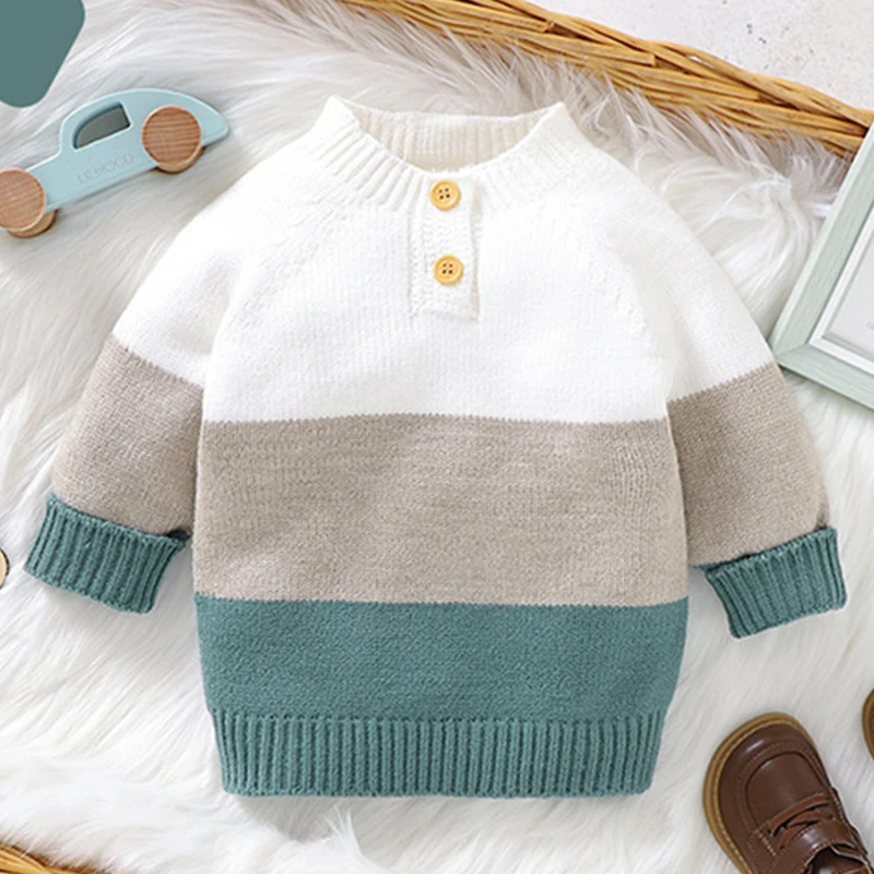 Autumn Kids Baby Girls Boys Long Sleeve Stripe Pullover Sweaters Infant Baby Girl Boy Children\'s Clothes Knit Sweaters