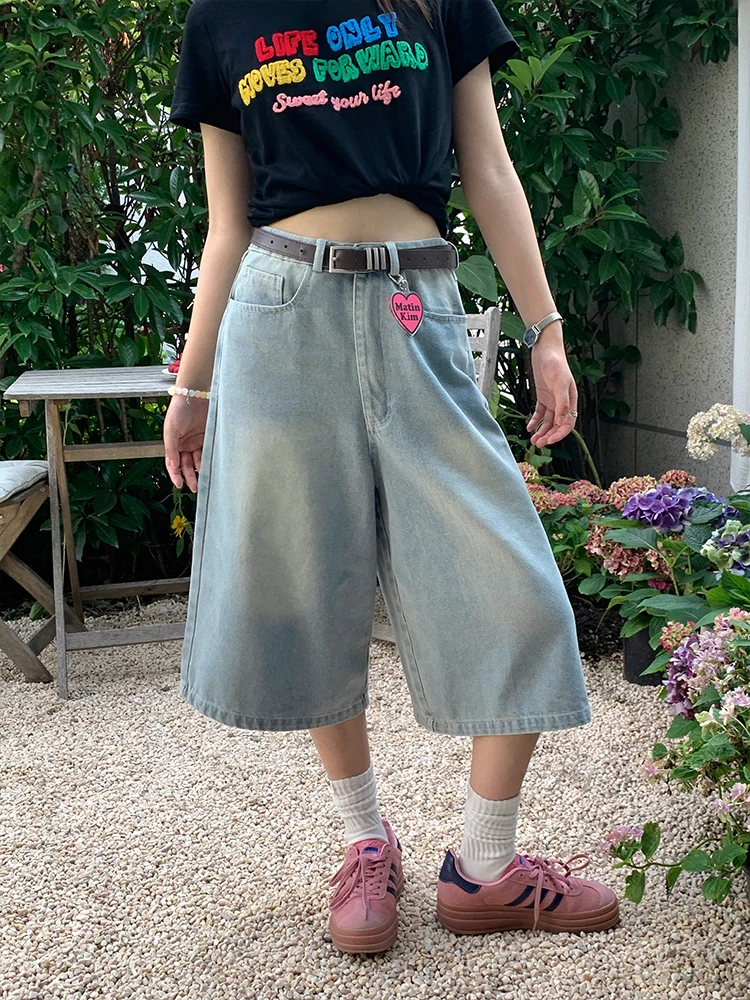 

Джинсы NIDEBLA в корейском стиле, широкие, свободного кроя, длиной до щиколотки, с принтом-буквой, повседневные, прямого кроя