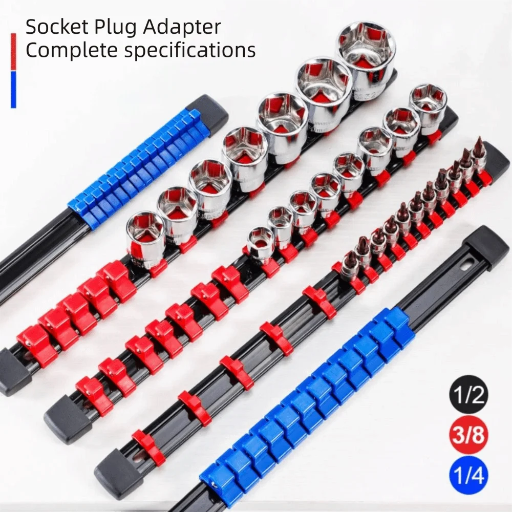 New 350mm Sleeve Storage Rack 1/4in 3/8in 1/2in Plastic Sleeve Organizer Tray Non Slip DIY Socket Rail Hand Tools