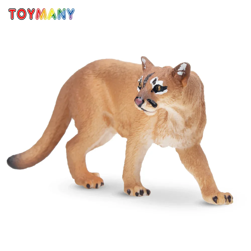 Toymany Simulation Cougar Wildlife Animal Model Toy Mini Figures Dolls Action Figurines Toys Children Gift Cake Decoration