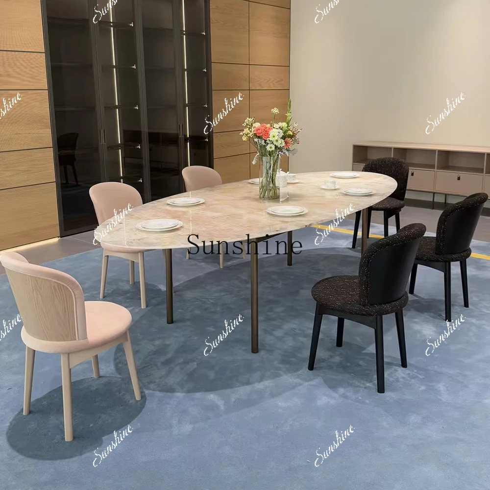 

Light luxury high-end dining table High-end customizable villa luxury stone dining table FT