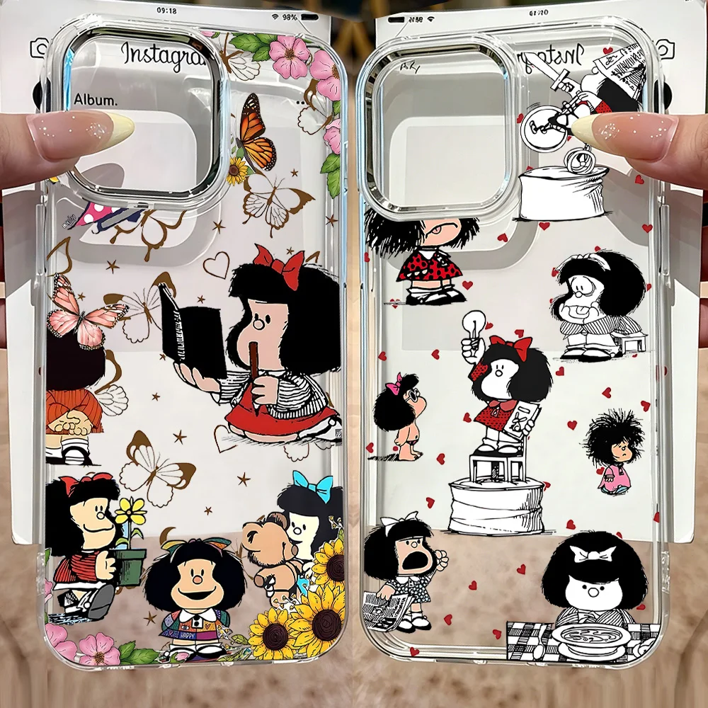 NEW Cartoon M-Mafaldas Phone Case for Samsung Galaxy S26 S25 S24 S23 S22 S21 S20 Note20 FE Ultra Edge Plus 4G 5G Transparent