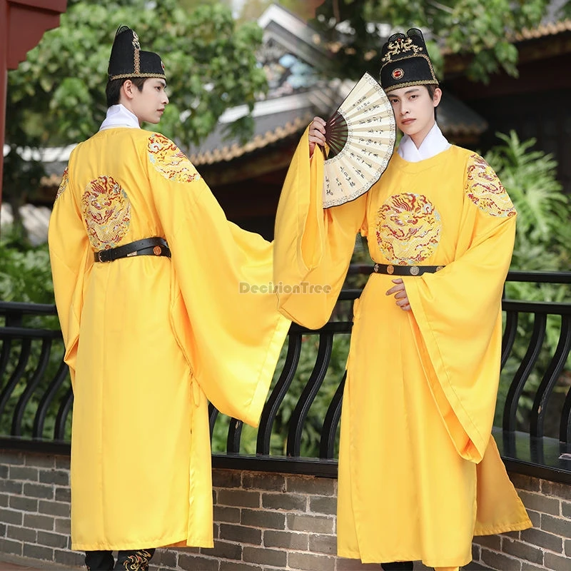 

2024 chinese ancient hanfu dragon robe ming dynasty restoration emperor round collar robe dragon embroidery perform hanfu w560