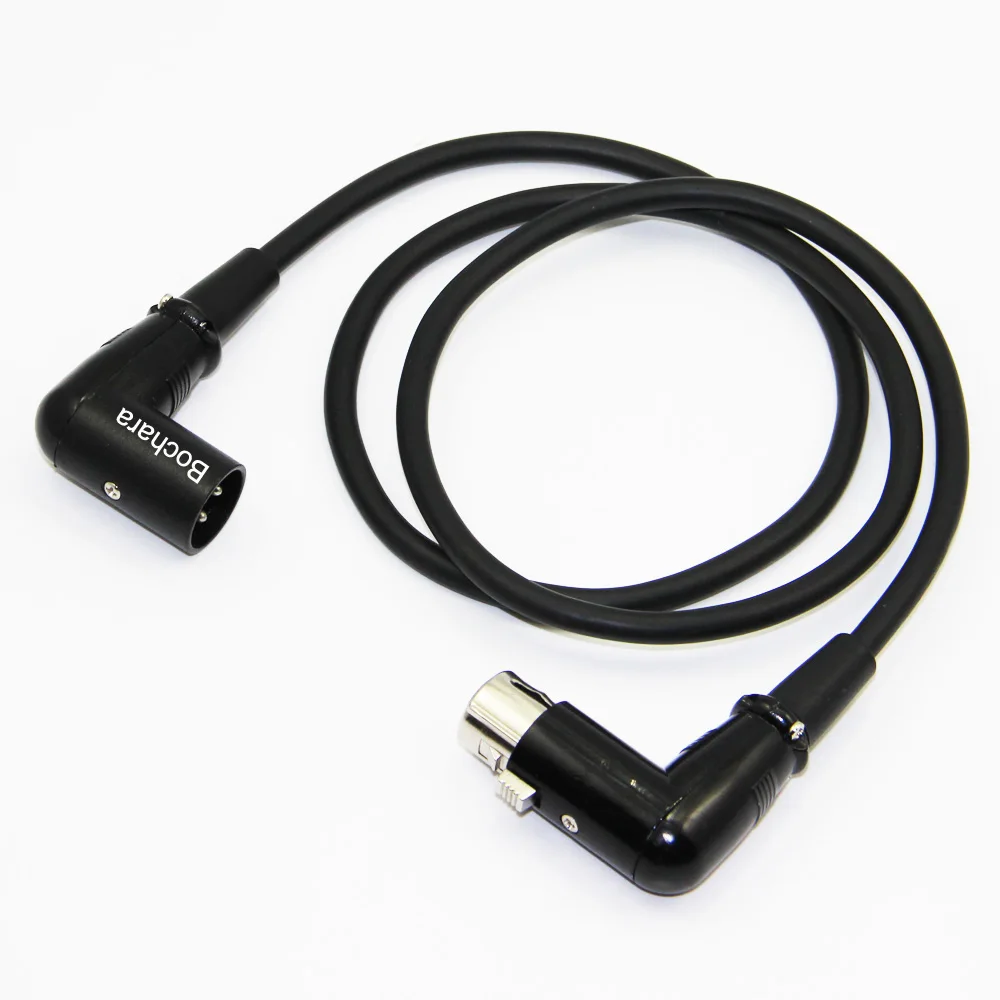 Bochara 90degree Male to 90degree Female XLR Cable 3Pin jack OFC Audio Cable Dual Shielded  For Microphone Mixer 1m 2m 3m