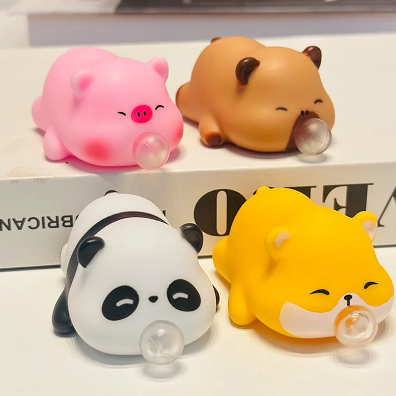 Panda dos desenhos animados animal bolha soprando squeeze brinquedo divertido alívio do estresse brinquedo sensorial crianças adultos presente de descompressão de alta qualidade