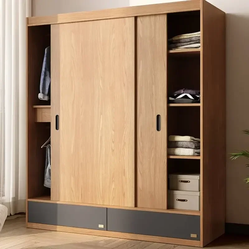 Luxury Orgnizer Wood Wardrobes Tall Sliding Door Wooden Clothes Wardrobe Bedroom Storage Organizer Armario De Ropa Furniture