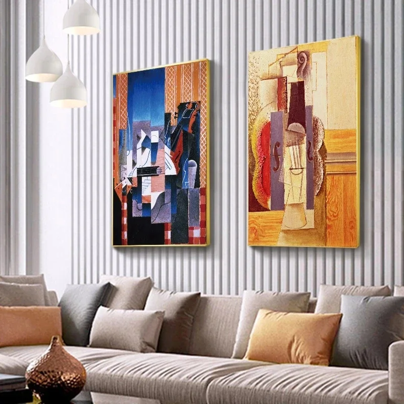 1pc frameless Canvas Painting Artistic Fiddle By Picasso Abstract Painting Poster HD Pictures Printed on Canvas Home Decor Canva