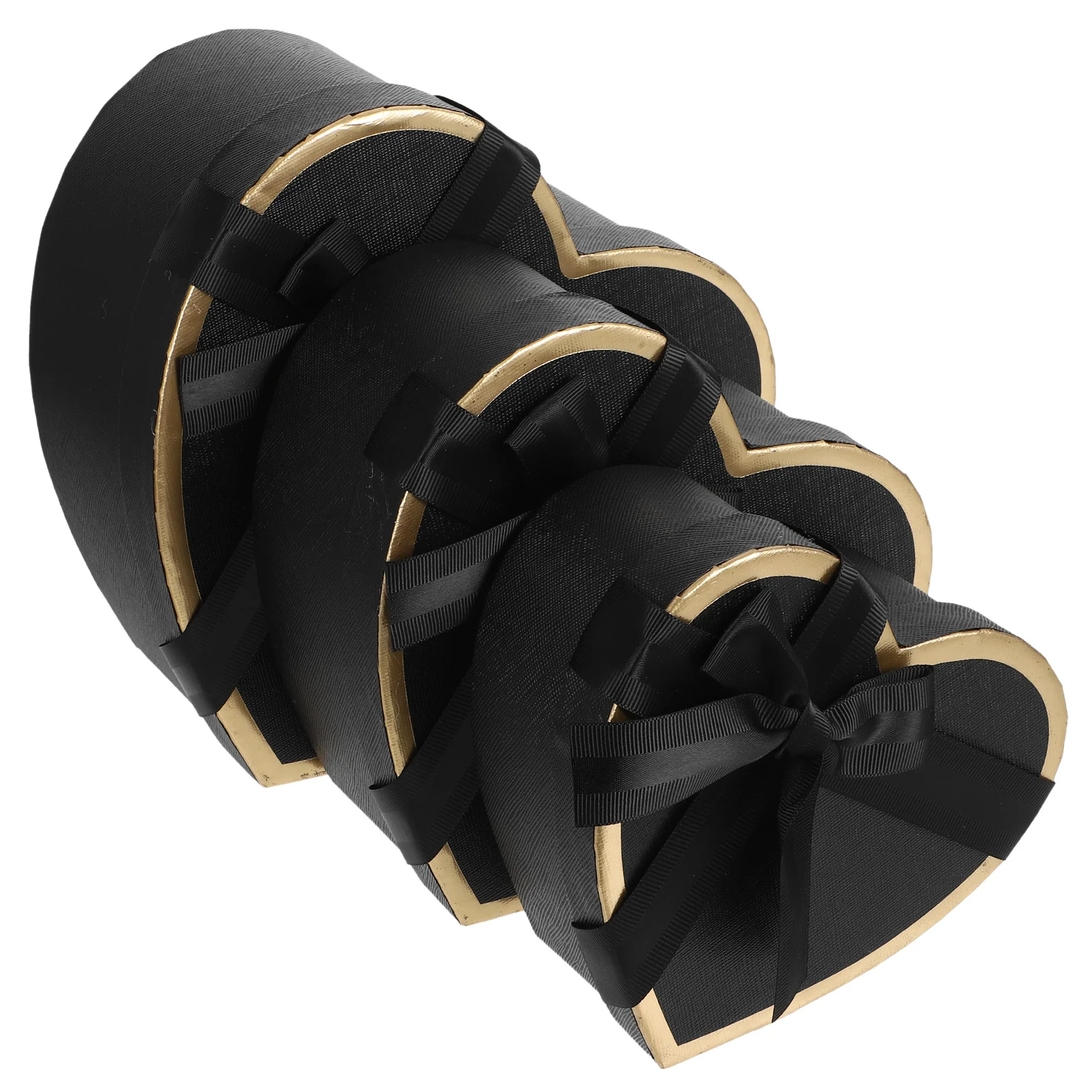 

1 Set Heart-Shaped Paper Gift Box Black Kraft Cardboard Storage For Jewelry Cosmetics Valentine Birthday Wedding Party