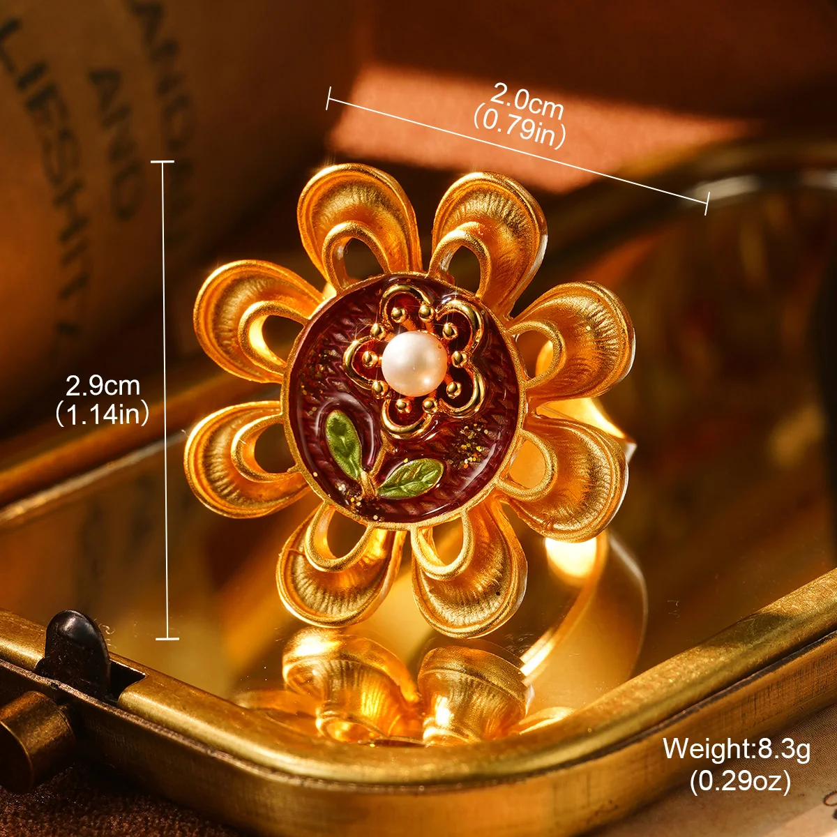 Pierścionki w stylu vintage, francuskie romantyczne, dla kobiet, barokowe, z perłami, emalią, luksusowa biżuteria, obraz olejny, róża, motyl, elegancki prezent.