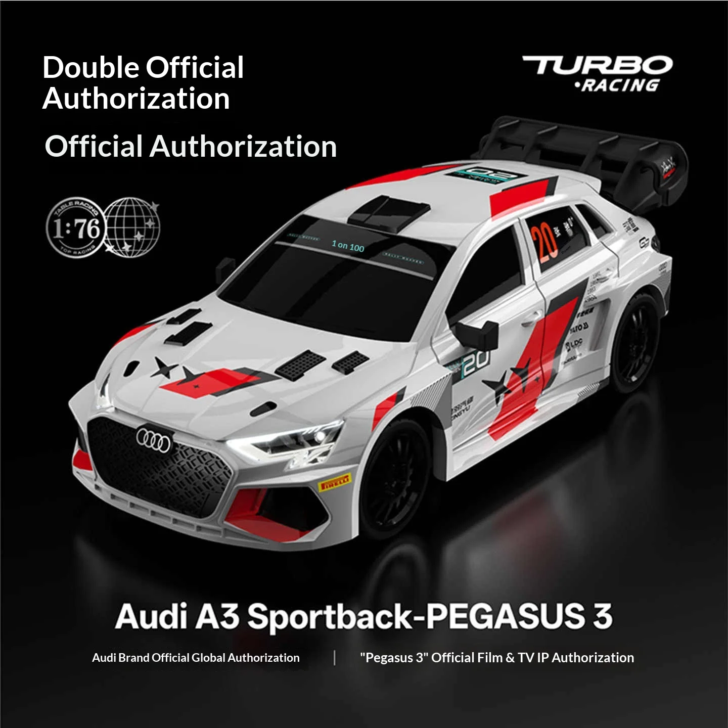 TURBO RACING 1:76 C78 Rc Car Mini Team Pegasus 3 Official Joint Limited Edition Ultra-micro RC Drift Car Customized Vehicle
