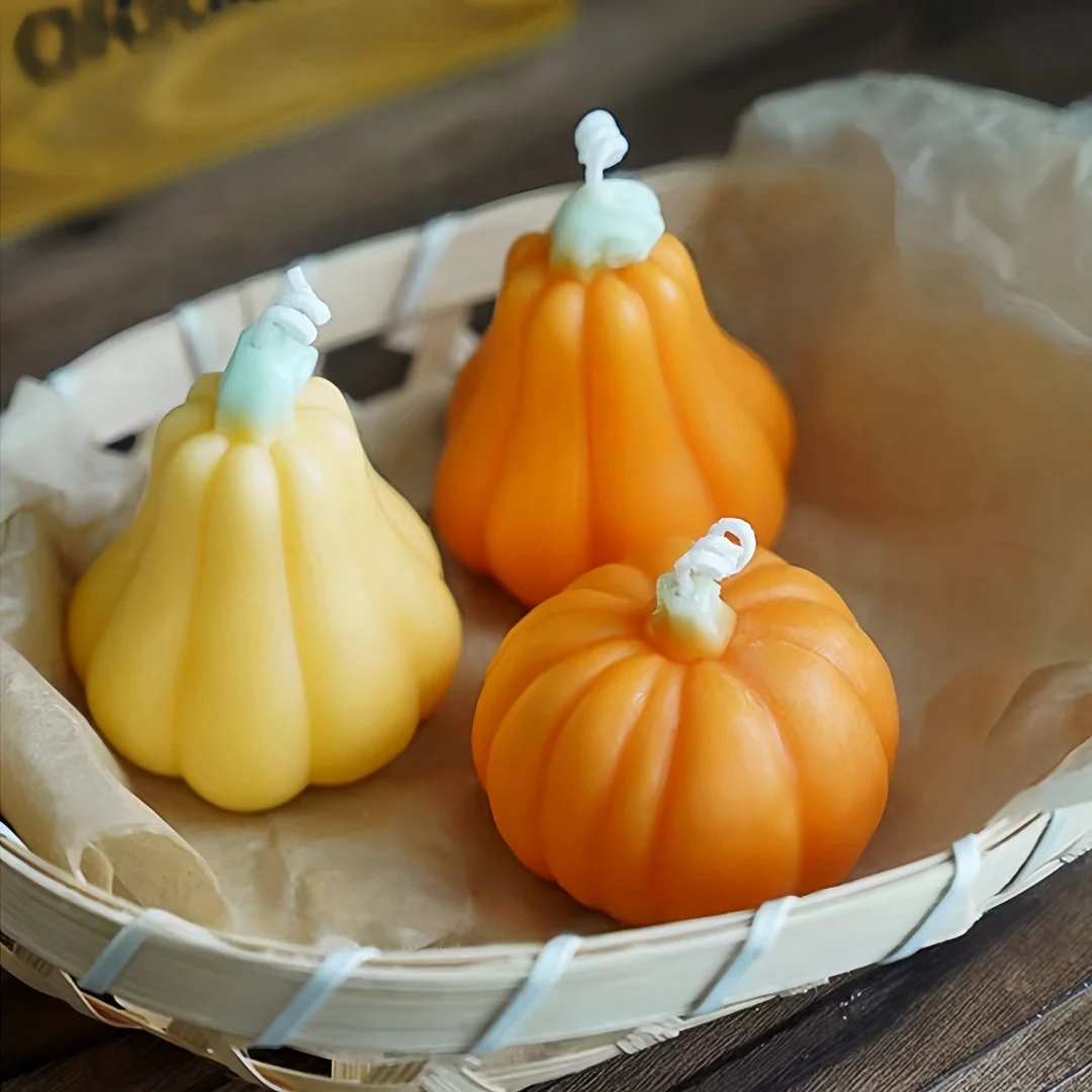 

3D Pumpkin Shape Aromatherapy Gypsum Crafts Silicone Mold Handmade Scented Candle Plaster Home Decoration Molds