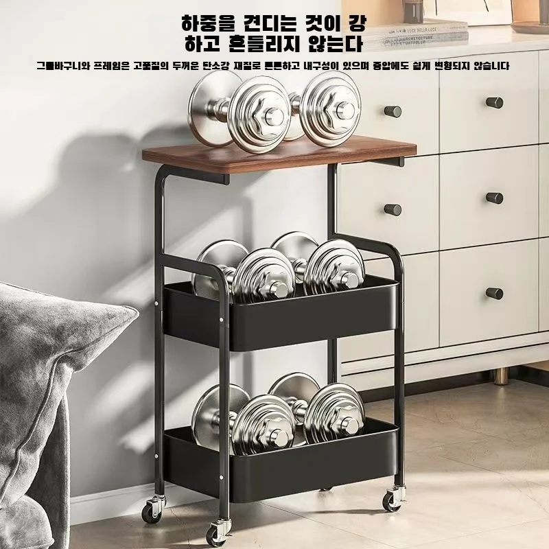 Double Coffee Table Storage with Small Table Movable Living Room Space Saving Modern Style Sturdy Structure Storage Shelf image 3