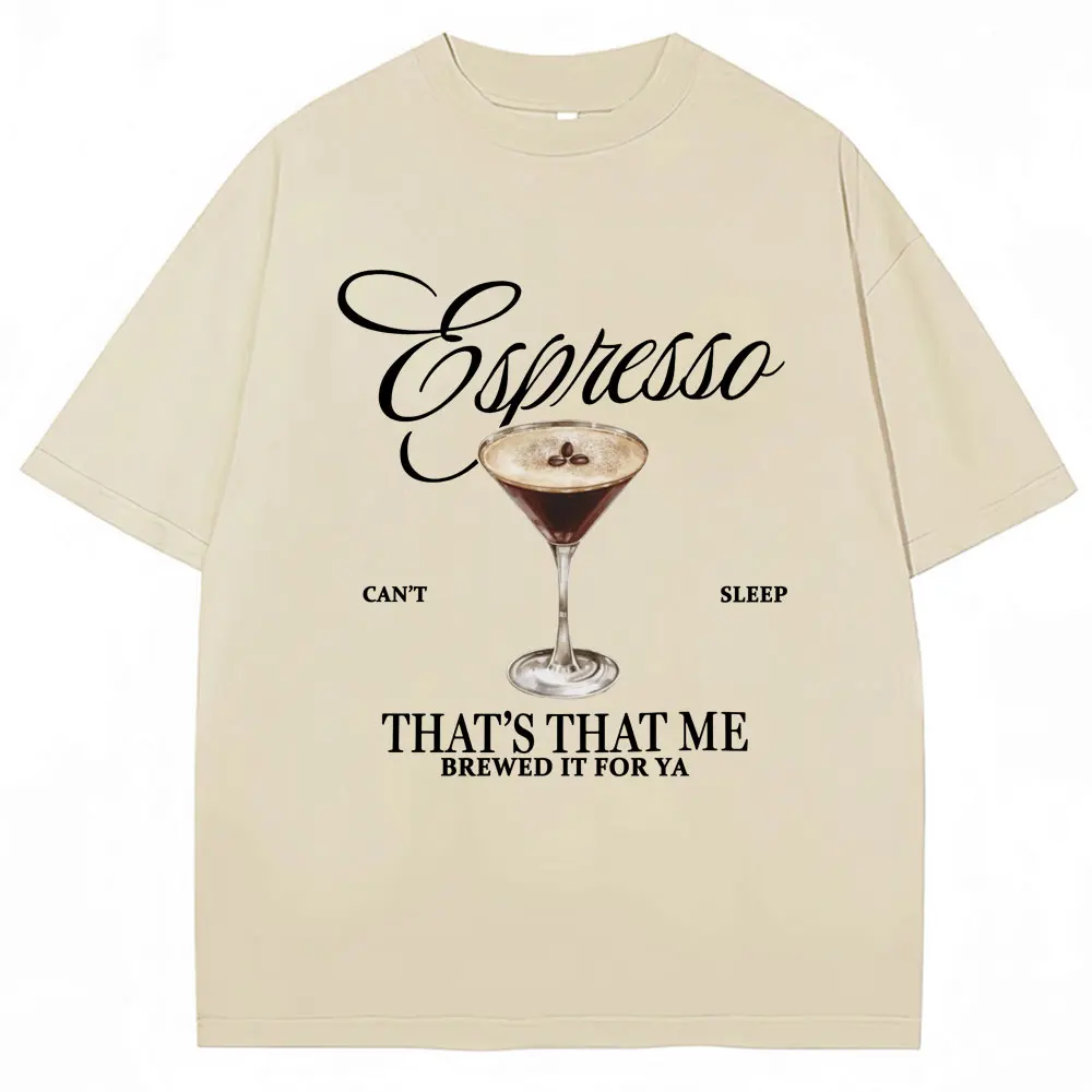 Sabrina Carpenter Espresso Martini Print T Shirt Fashion Aesthetic Men Women T-shirts Loose Casual Soft Cotton Tops Streetwear