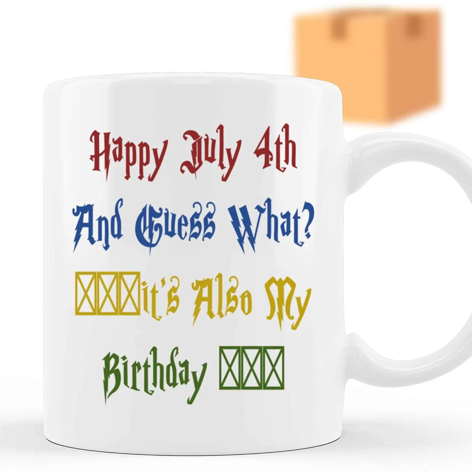 

Gift Idea Humorous Gift for July 4th and Birthday Celebrations - Design - and Red - 11 Oz White Ceramic Coffee Mug