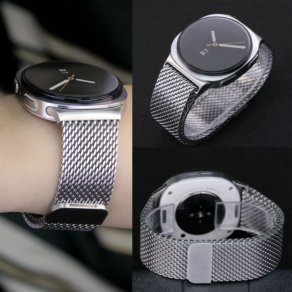 メンズビジネスストラップ サムスンギャラクシーウォッチ8 40mm 44mm用 ステンレススチールブレスレット ギャラクシーウォッチ8クラシック46mm用 メタルリストバンド