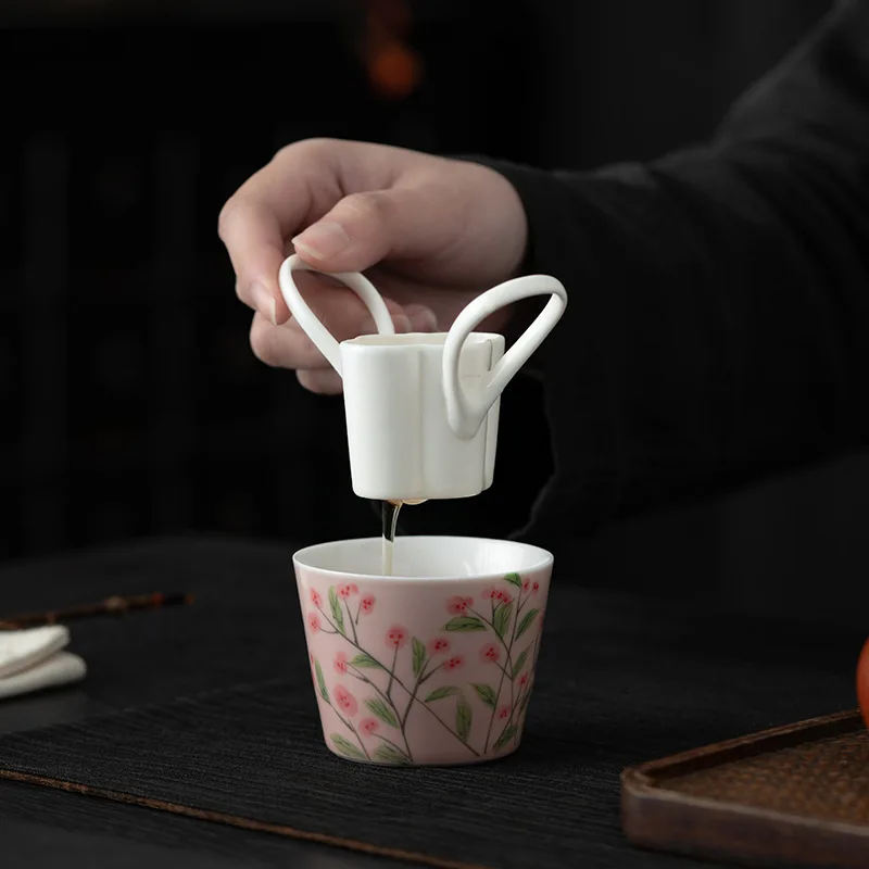 

Flower Tea Infuser Hand Painted Ceramic Tea Strainer for Women Tea Lovers