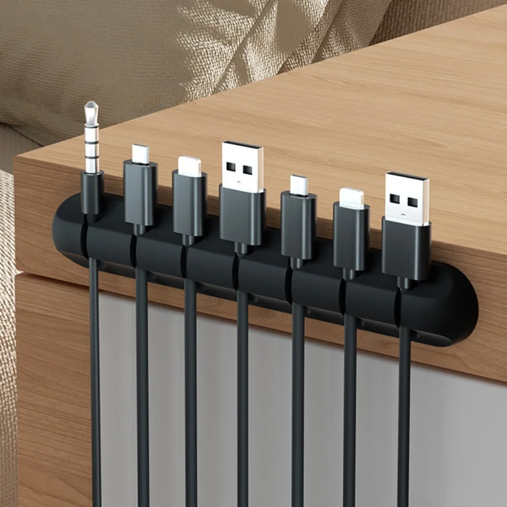 New Black Cable Organizer Silicone Flexible Wire Holder Desktop Tidy USB Cable Winder For Mouse Keyboard Earphone Protector